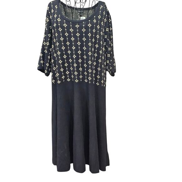 Torrid Black & Gold Intarsia Sweater Skater Dress Plus Size 6X - Picture 3 of 8